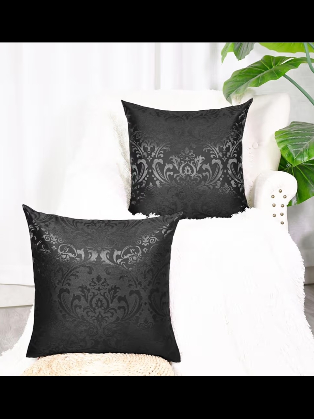 Damask Throw Pillow Cover Set